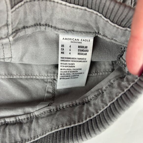 American Eagle Light Gray Drapey Stretch Cargo Pant 4R - Picture 4 of 6